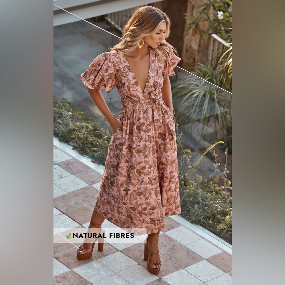 Showpo Australia Amalie the Label Franc Midi Wrap Dress - Size 4